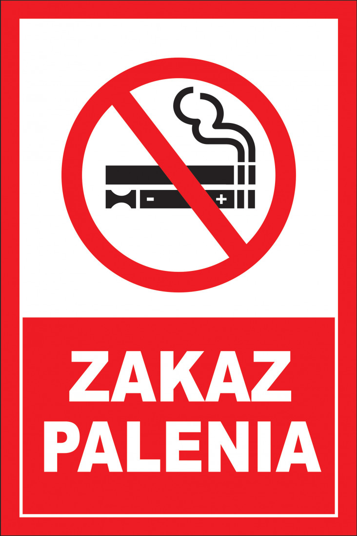 Tabliczka Zakaz palenia, pionowa z piktogramem
